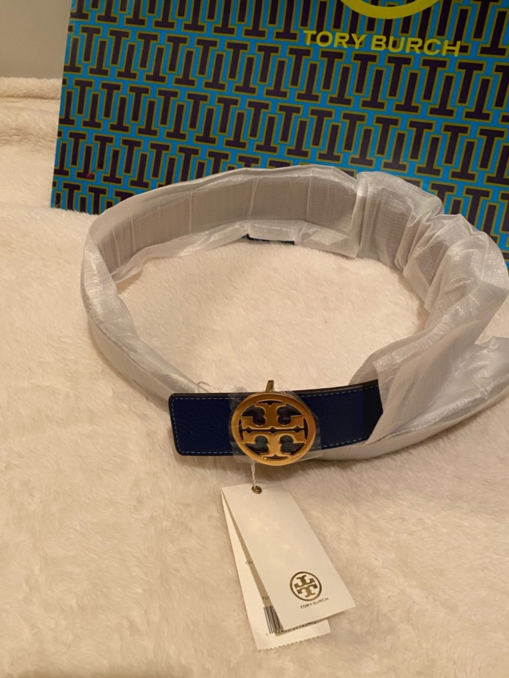 Tory Burch Reversible Leather Belt with Gold Logo Buckle